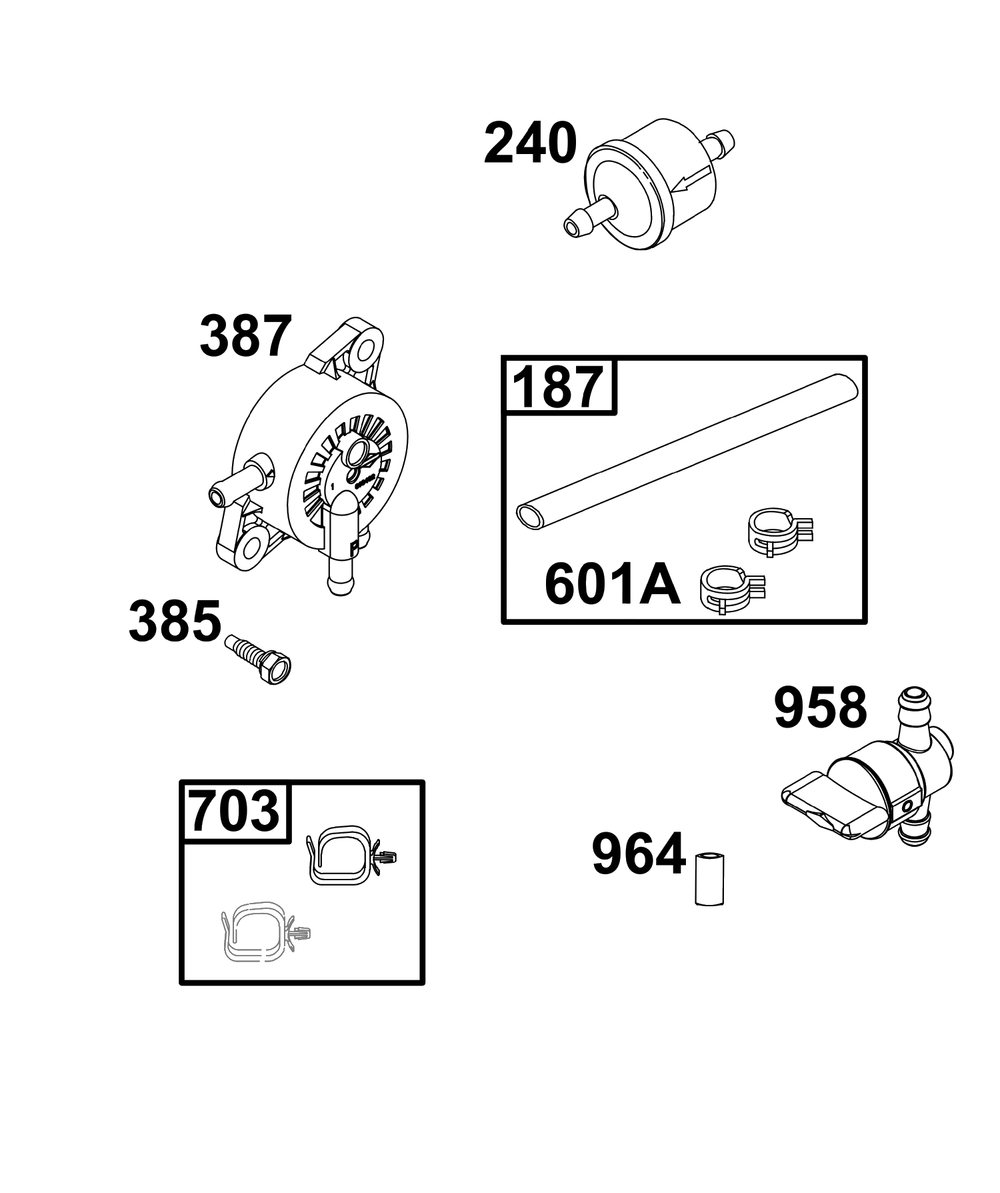 Fuel Supply Group Diagram and Parts List for 40N877-0049-B5  Briggs and Stratton Engine